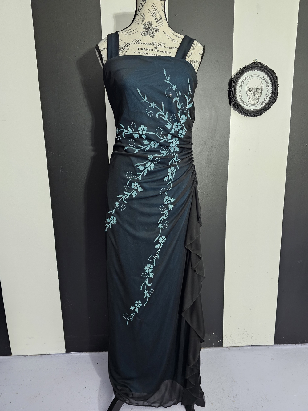 Teal Floral whimsigoth Dress